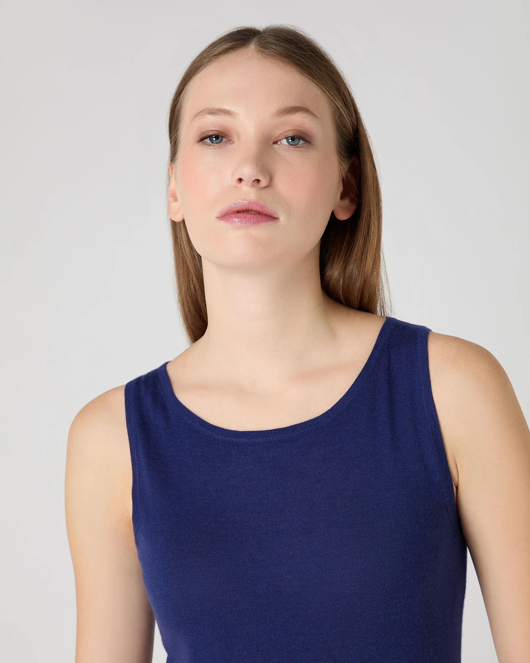 Women's Ella Superfine Cashmere Shell Top Indigo Blue