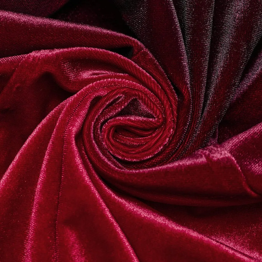 Women's Gothic Doll Collar Gradient Velvet Prom Dress Red