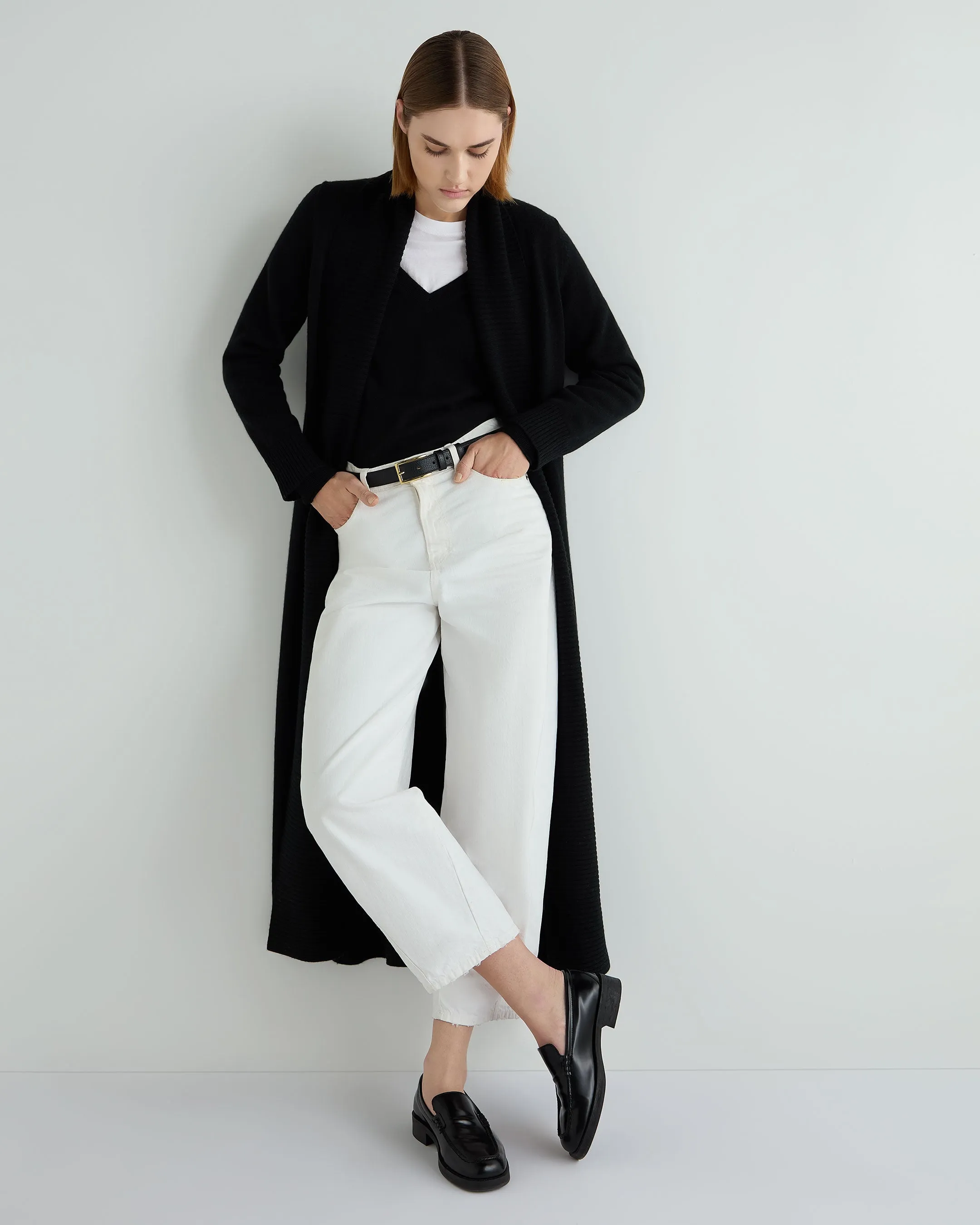 Women's Relaxed V Neck Cashmere Jumper Black