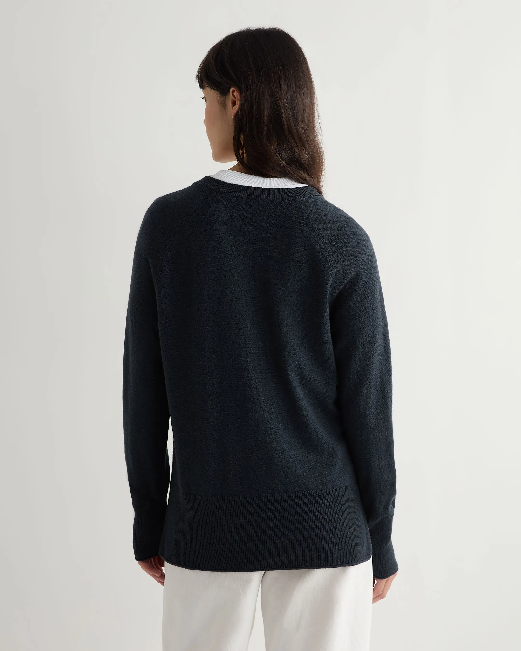 Women's Relaxed V Neck Cashmere Jumper Grigio Blue