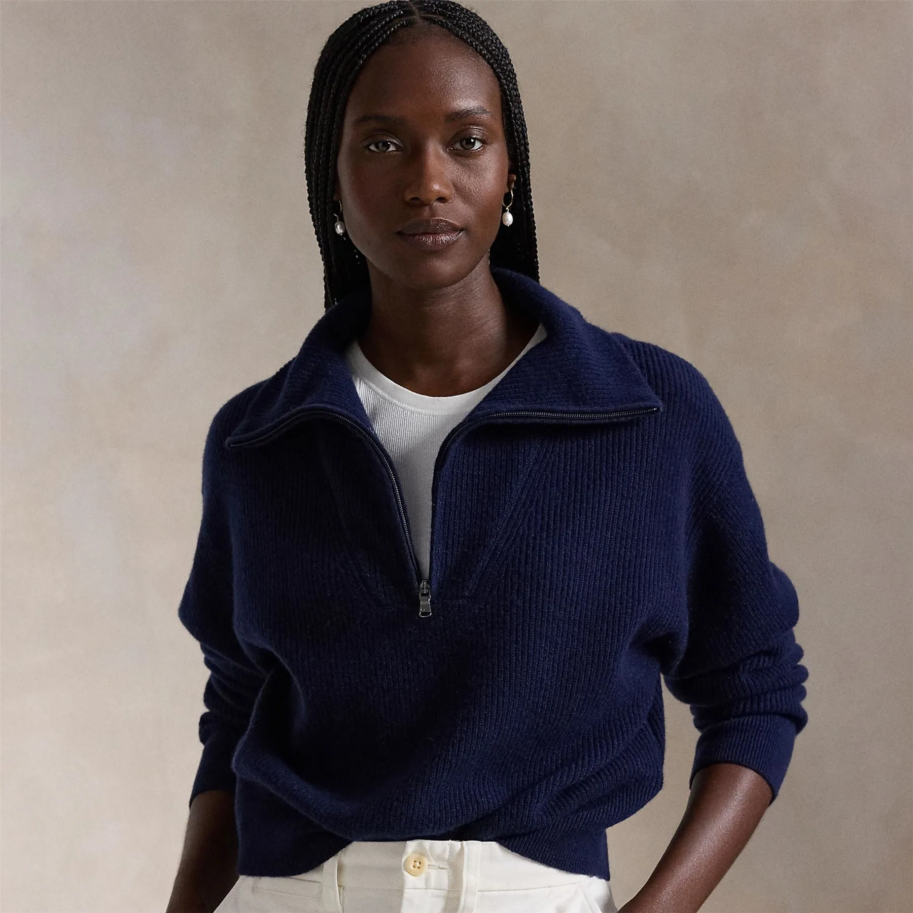 Womens RLX Cashmere Half Zip Refined Navy - 2025