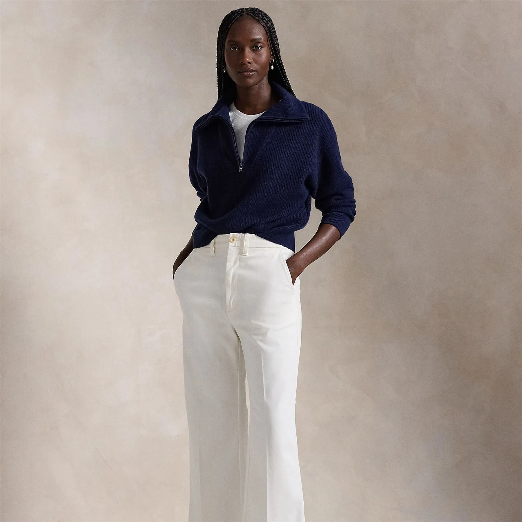 Womens RLX Cashmere Half Zip Refined Navy - 2025
