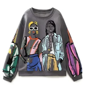 Women's Warm Loose Cashmere Wool Print Sweater | Ideal for Autumn/Winter