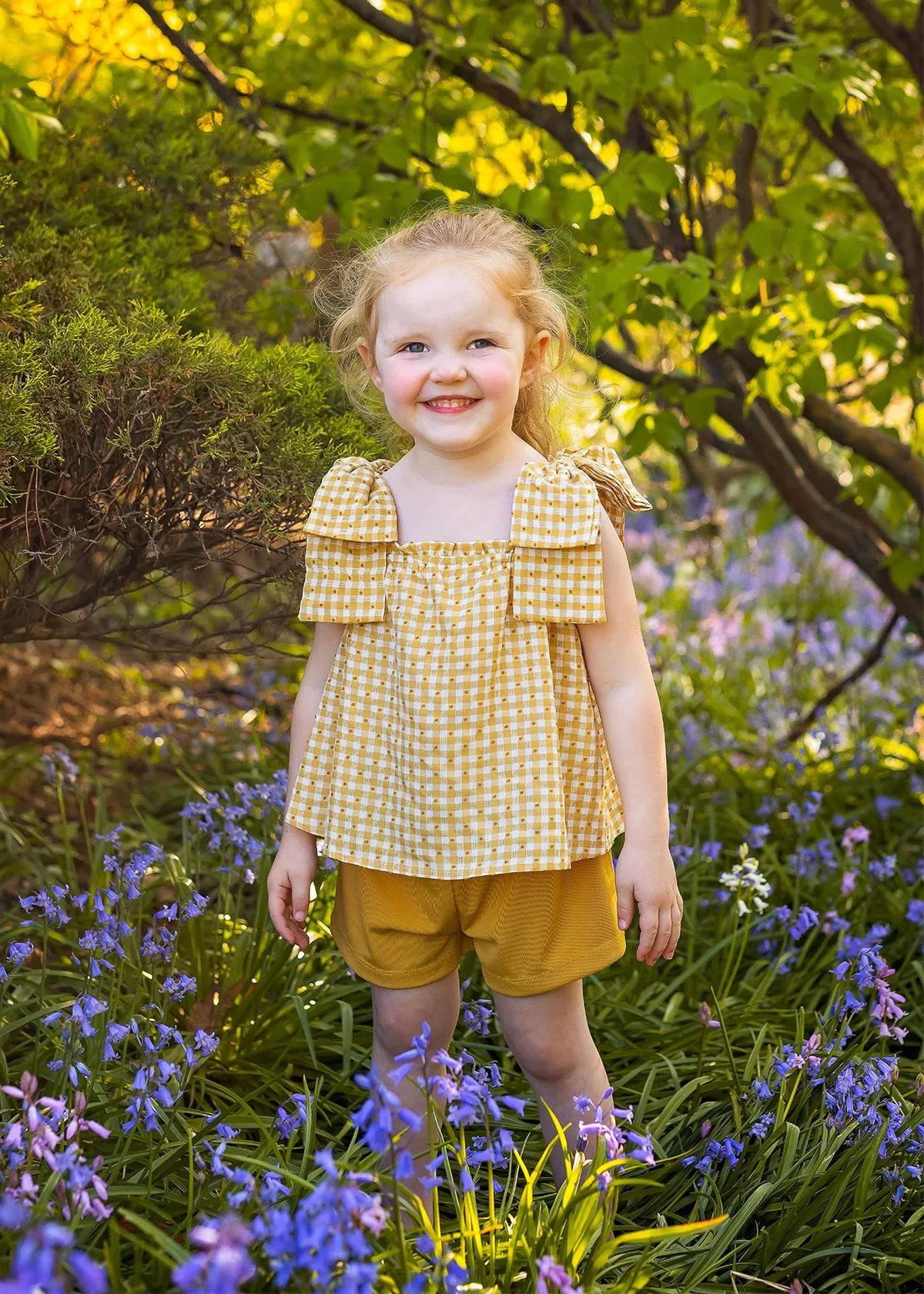 Yellow Gingham Bow Strap 2 Piece Set